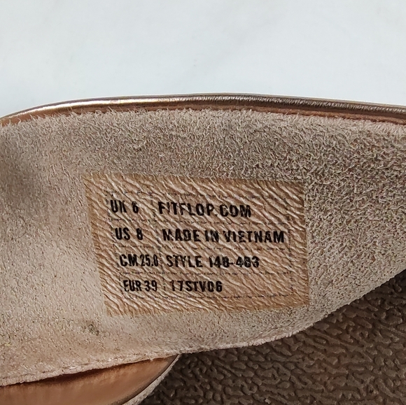 FitFlop Lulu Rose Gold Criss Cross Slide Sandals 8 - Picture 9 of 9